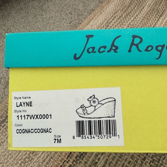 EUC Jack Rogers Layne cognac leather and wood wedge size 7 - Picture 3 of 8